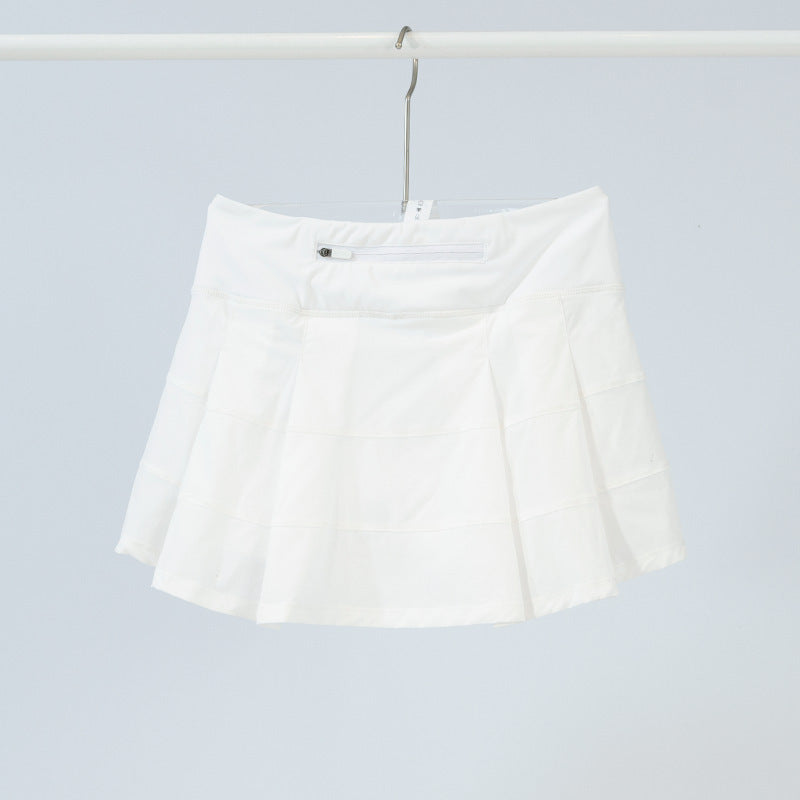 Lulu Same Style Pace Rival Three-Pleat Skirt Sports Tennis Skirt for Women Summer Anti-Exposure Lined Fitness Short Skirt