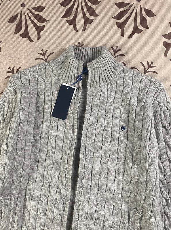 RL Raff Pony Label Autumn Winter Warm Cable Knit Zipper Sweater Cardigan Women Embroidered Cable Cardigan Men