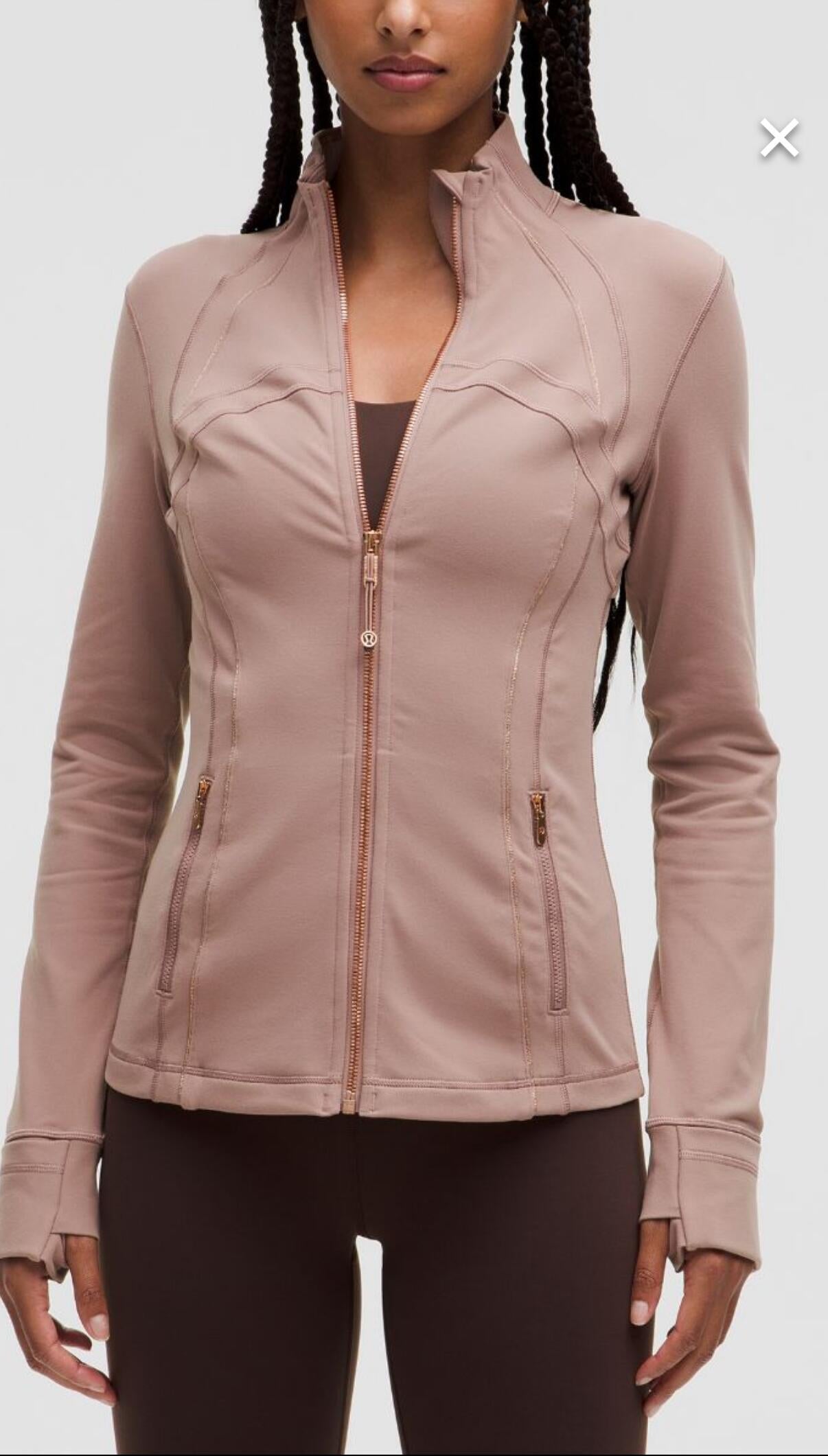 Lu-lu New Golden Edge Define Slim Sports Fitness Yoga Wear NuLu Twilight Rose Coat Top