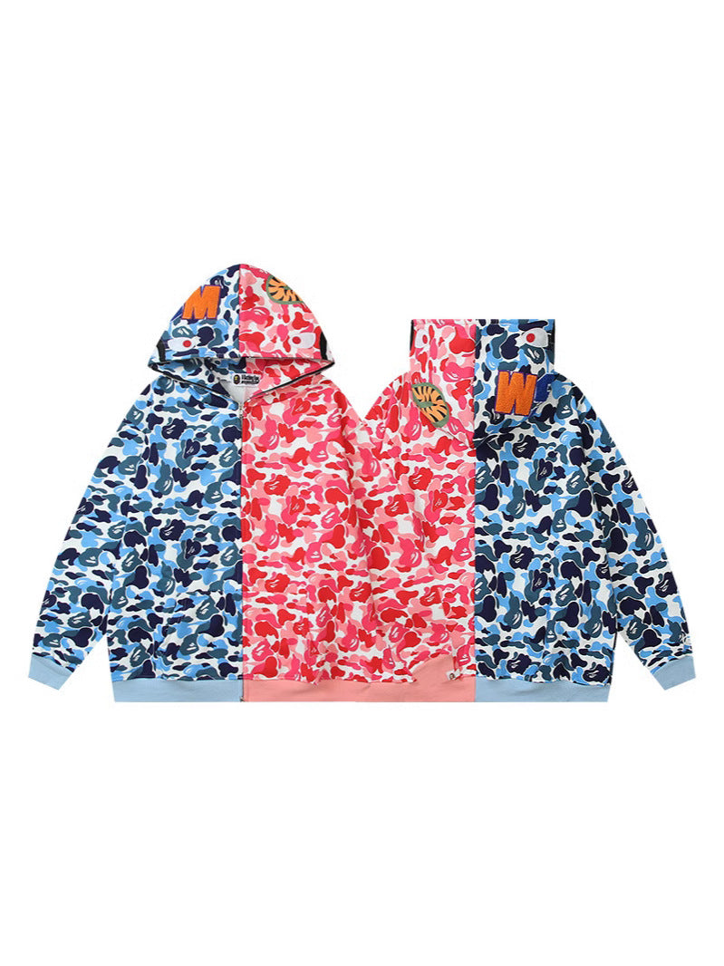 Baby Apee Shark Camouflage Hooded Cardigan Zipper Fashion Brand Comfortable Men's Women's Pullover Coat