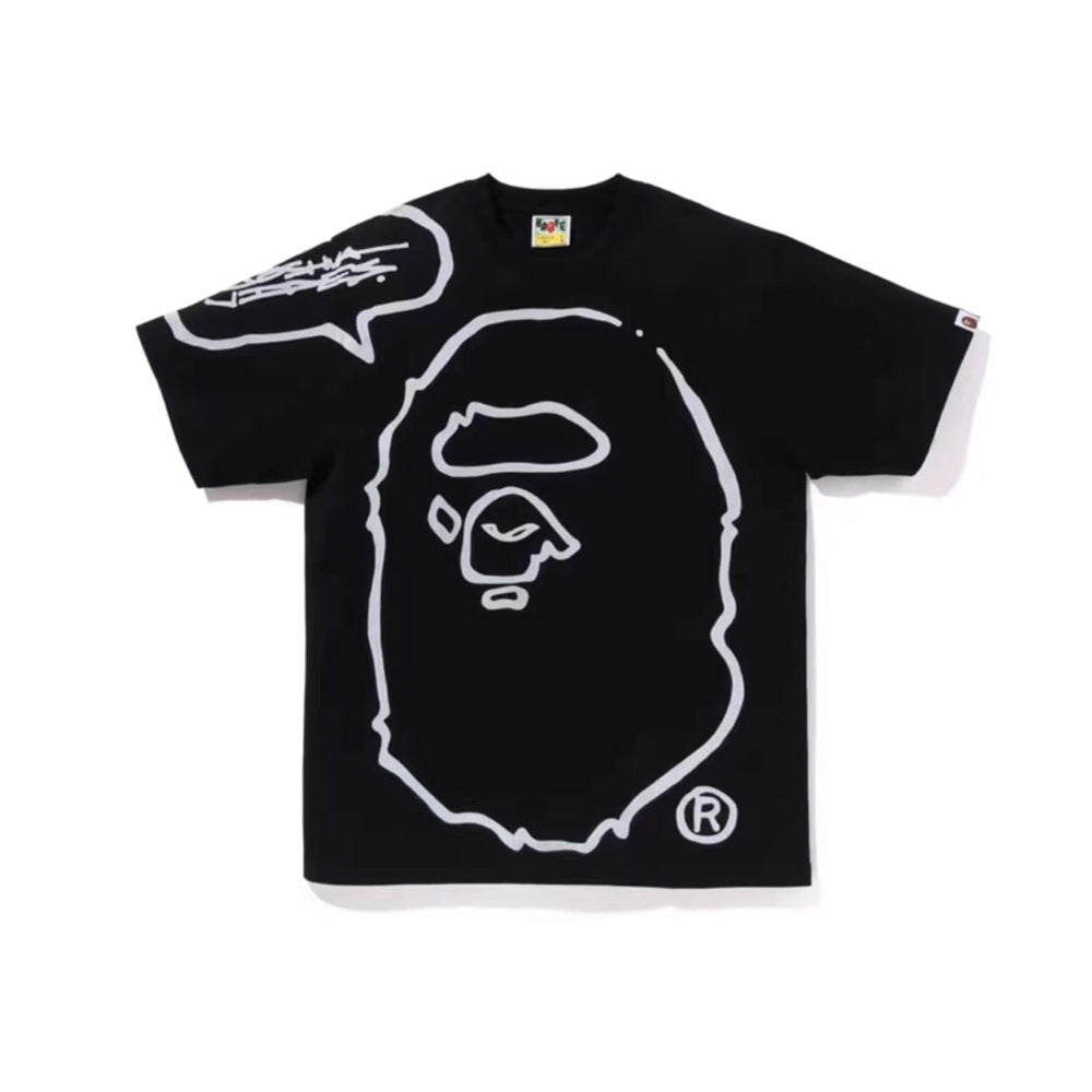 Men's streetwear brand short sleeve t-shirt with vibrant graffiti print and loose fit in pure cotton