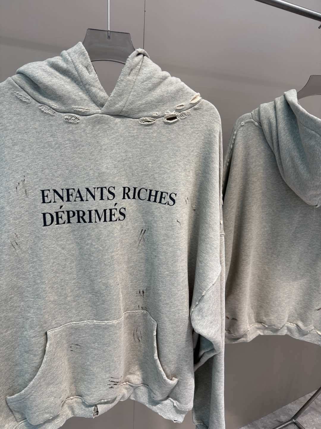 High-Quality ERD Melancholy Rich Second Generation Hooded Sweatshirt Washed Vintage Distressed Jacket Autumn Winter Zipper Coat