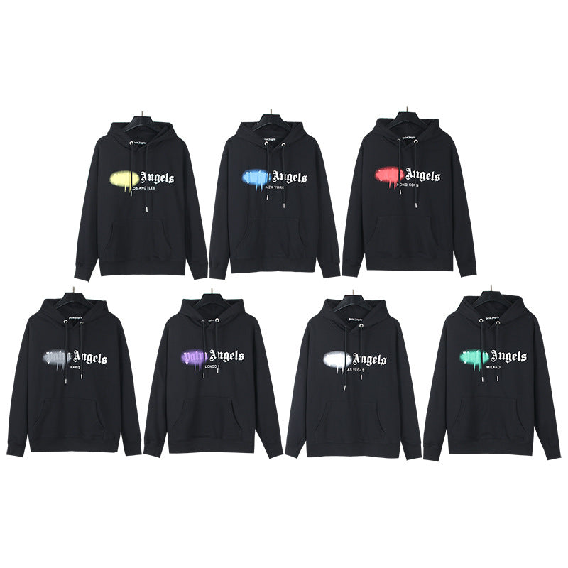 Gmabcd New Spray Paint Graffiti City Letter Logo Printing Terry High Street Couple Hooded Sweater
