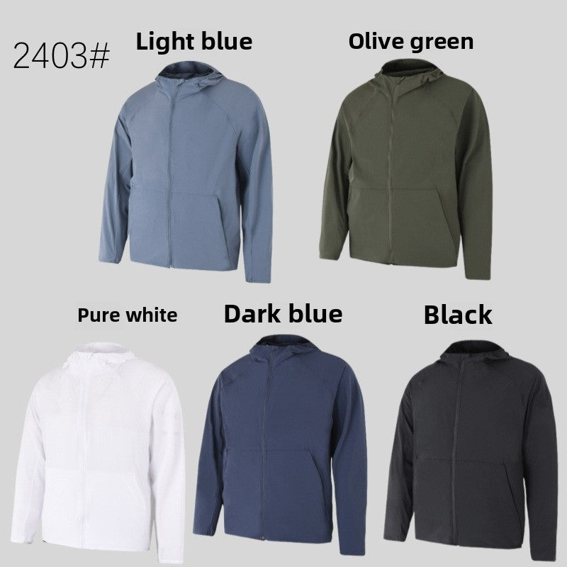 Pace Breaker Men's Summer Skin Jacket LU-LU Lightweight Men's Outdoor Sun Protection Hooded Windbreaker