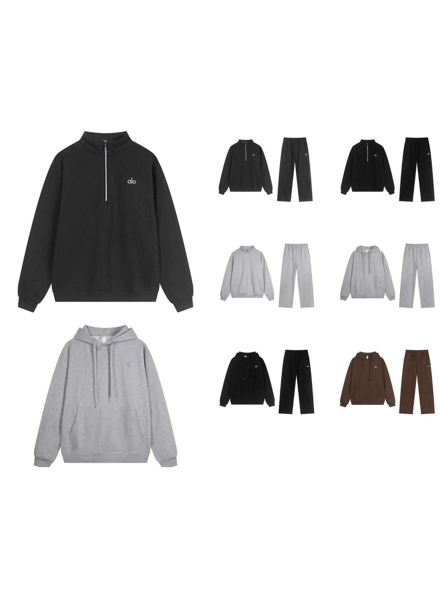 A-L-O Heavyweight Sweatshirt Loose Terry Warm Hoodie Zipper Casual Hooded Jacket