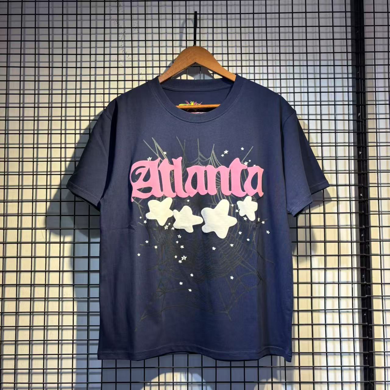 2024 New European and American Fashion Brand Male and Female Couples Wear plus Size Loose SP5-Der Spider Web Printed Short Sleeve T-shirt