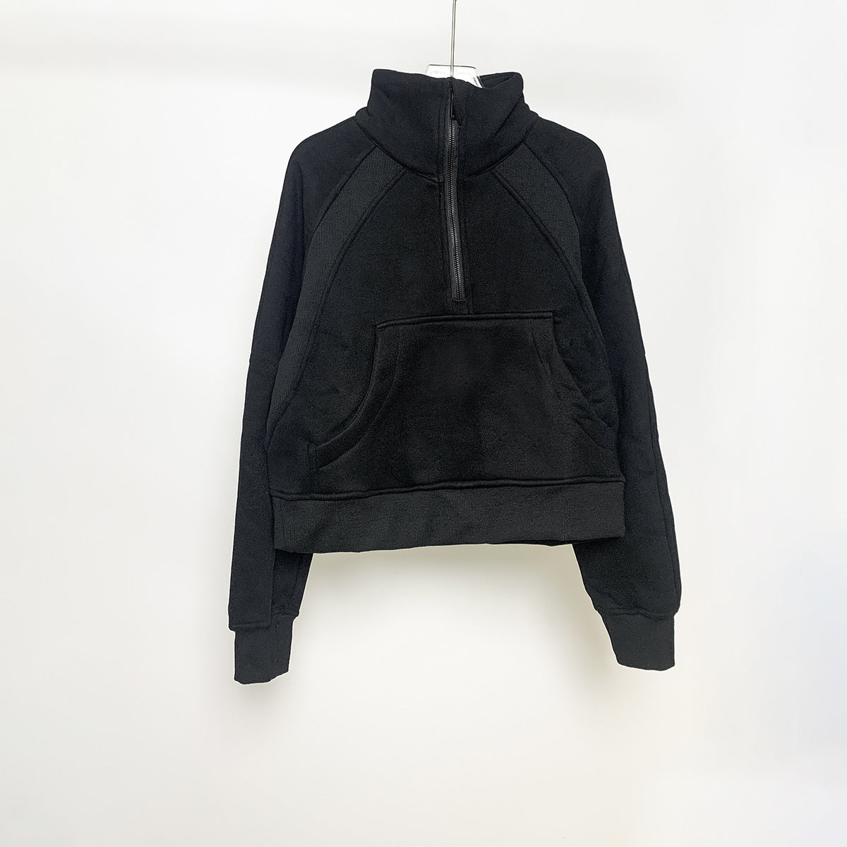 Lulu Same Style Winter Half-Zip Loose Hooded Sweatshirt for Women, Autumn and Winter Fleece-Lined Slim Fit Hoodie Jacket