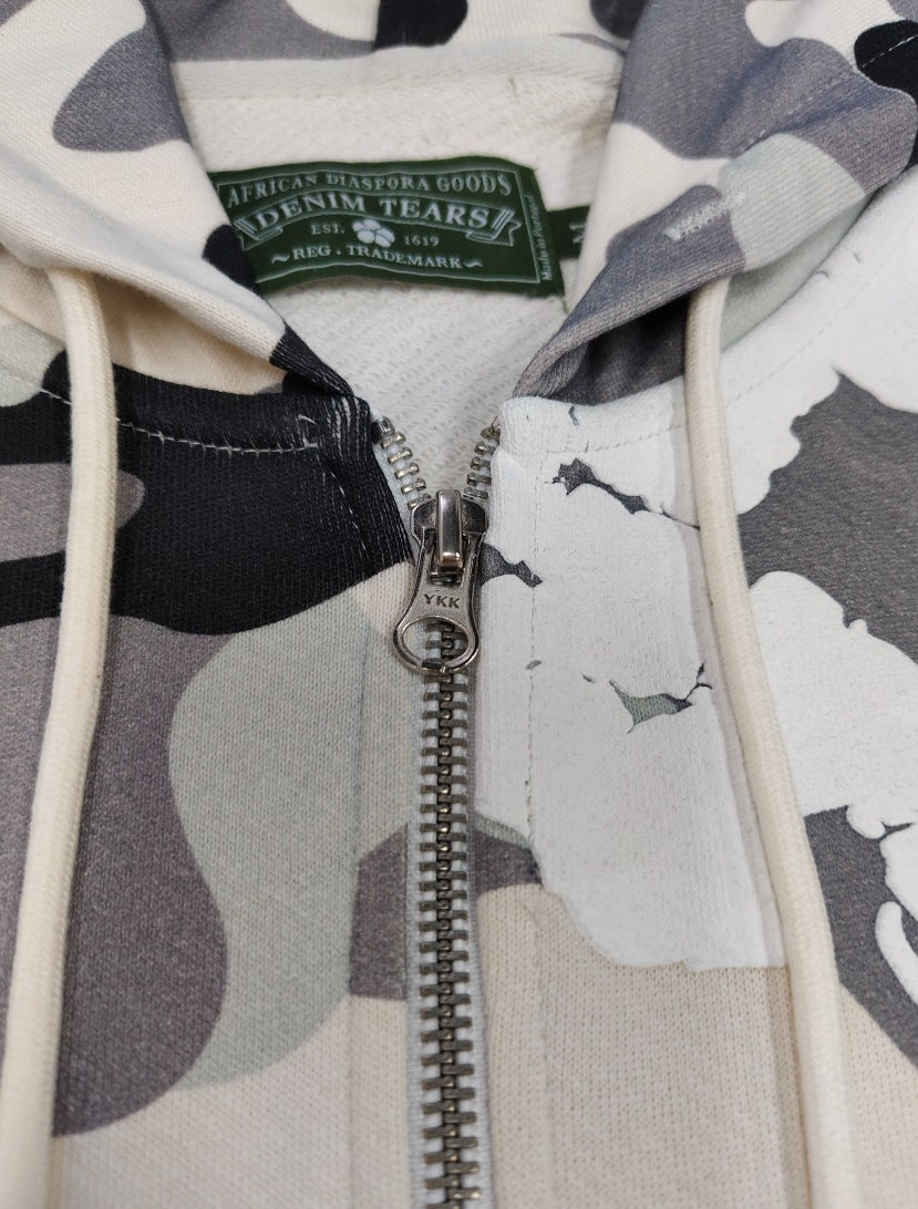 DENIM TEARS Gemstone Kapok Hoodie Trendy Brand Casual Zipper Jacket Hooded Sweatshirt