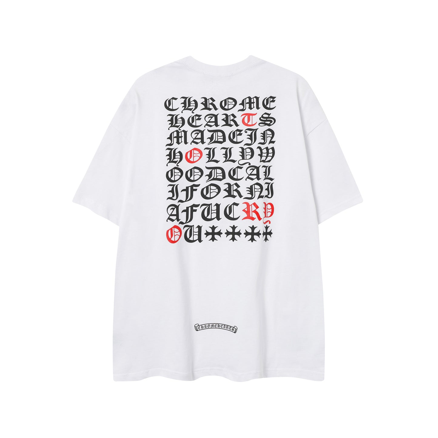 2025 New CHRM Heart Cross Sanskrit Patch Print Embroidery Loose Short Sleeve for Men and Women